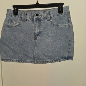 Juniors Light Wash Denim Mini Skirt - Blue
